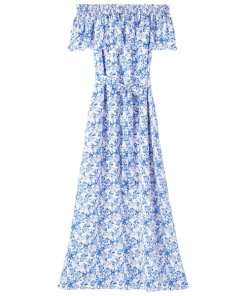 rebecca taylor blue silk dress Rebecca Taylor Aimee Off-the-Shoulder Silk Dress