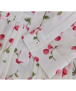 Chinti and Parker Cherry Print Pleated Silk Shirtdress