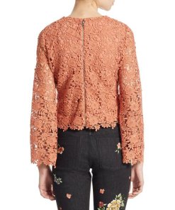 Alice + Olivia Pasha Bell-Sleeve Lace Blouse