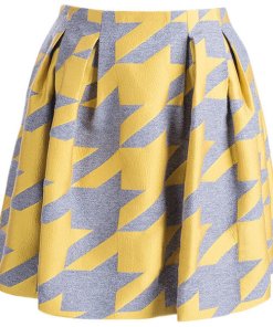 Alice + Olivia Connor Oversize Houndstooth Lampshade Skirt