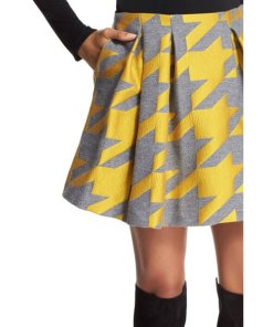 Alice + Olivia Connor Oversize Houndstooth Lampshade Skirt