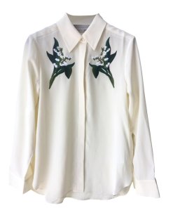 Stella McCartney Arlo Floral Embroidery Silk Shirt