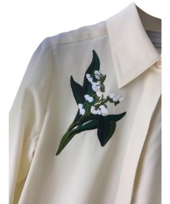 Stella McCartney Arlo Floral Embroidery Silk Shirt