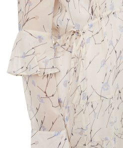 Club Monaco Corah Ruffle Sleeve Silk Dress