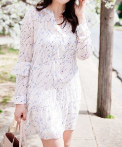 Club Monaco Corah Ruffle Sleeve Silk Dress