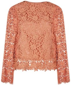 Alice + Olivia Pasha Bell-Sleeve Lace Blouse