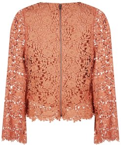 Alice + Olivia Pasha Bell-Sleeve Lace Blouse