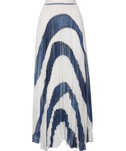 Alice + Olivia Shannon Asymmetric Pleated Maxi Skirt