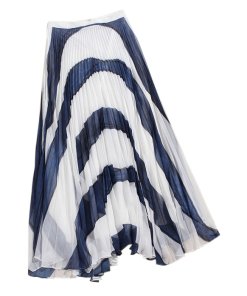 Alice + Olivia Shannon Asymmetric Pleated Maxi Skirt