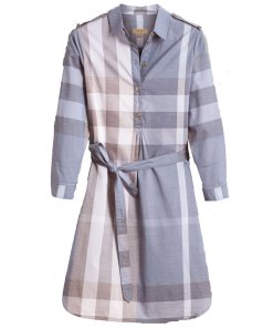 Burberry Tie-Waist Check Shirt Dress