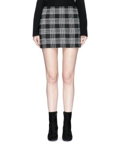 Alice + Olivia Elana Plaid Wool Blend Mini Skirt