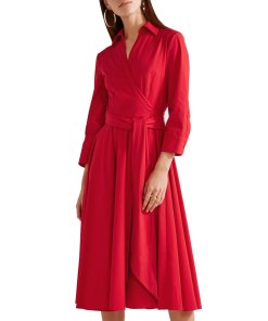 Michael Kors Collection Stretch Cotton Poplin Wrap Dress