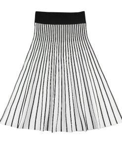 Maje Jibralto Striped Knit Midi Skirt