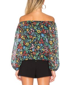 Alice + Olivia Alta Peasant Floral Off-the-Shoulder Top