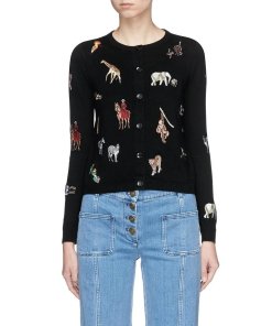 Alice + Olivia Ruthy Embroidered Animal Patch Cardigan