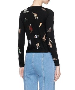 Alice + Olivia Ruthy Embroidered Animal Patch Cardigan