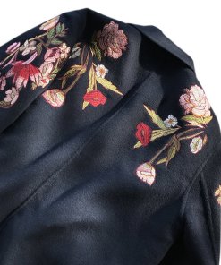 Sandro Floral Embroidery Wool Blend Coat