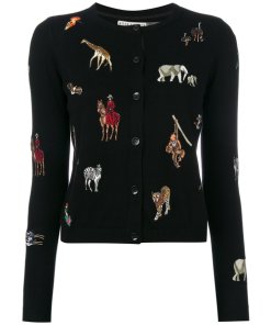 Alice + Olivia Ruthy Embroidered Animal Patch Cardigan