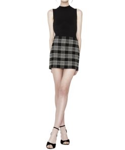 Alice + Olivia Elana Plaid Wool Blend Mini Skirt