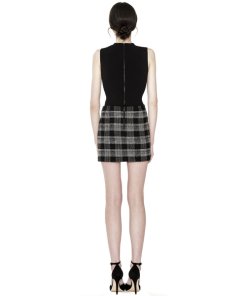 Alice + Olivia Elana Plaid Wool Blend Mini Skirt