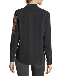 Equipment Adalyn Floral Embroidered Silk Shirt