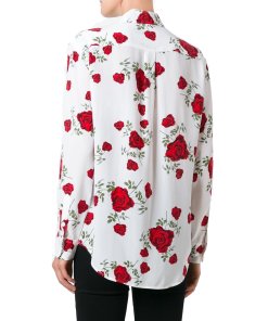Equipment Rose Print Long-Sleeve Silk Shirt