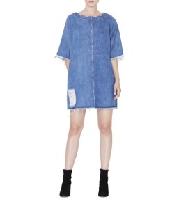 Robert Rodriguez Frayed Patch Denim Dress