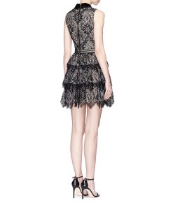 Alice + Olivia Ellis Tiered Floral Lace Dress