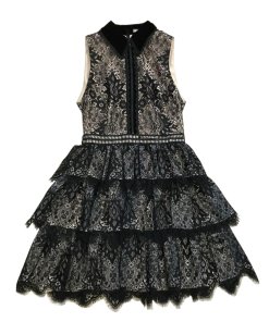 Alice + Olivia Ellis Tiered Floral Lace Dress