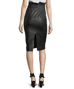 J Brand Claudia High-Waist Leather Midi Skirt