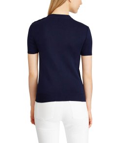 Ralph Lauren Collection Button Shoulder Silk Knit Top