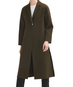 Maje Galib Double-Face Belted Long Wool Coat