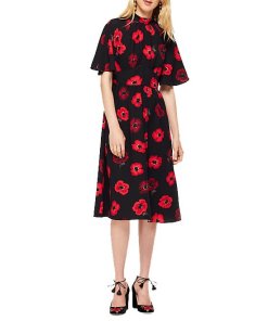 Kate Spade Poppy Print Flutter Sleeve Dress