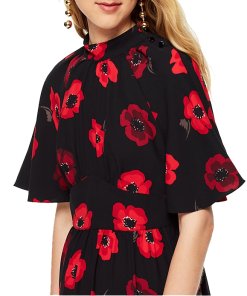 Kate Spade Poppy Print Flutter Sleeve Dress