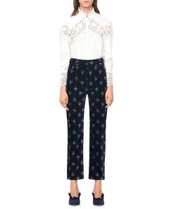 Rebecca Taylor La Vie Celeste Floral Velvet Pants