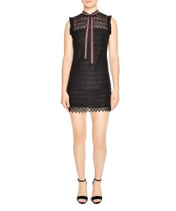 Sandro Fidele Tie-Neck Lace Mini Dress