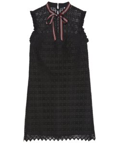 Sandro Fidele Tie-Neck Lace Mini Dress
