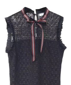Sandro Fidele Tie-Neck Lace Mini Dress