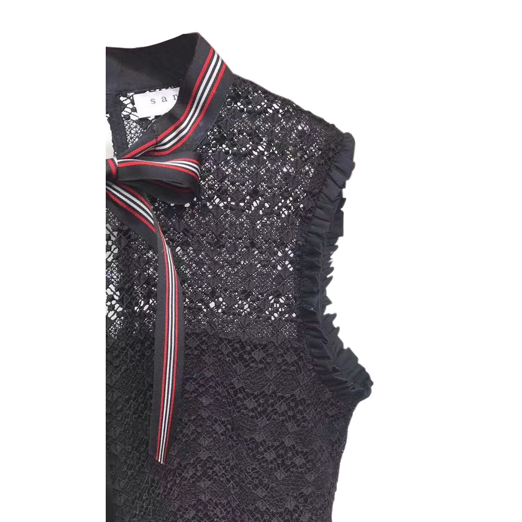 Sandro Fidele Tie-Neck Lace Mini Dress evaChic Sandro Fidele Tie-Neck Lace Mini Dress evaChic