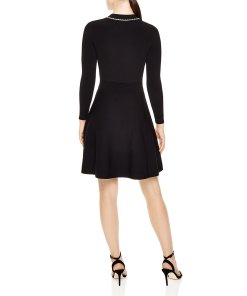 Sandro Vanessa Pearl Embellished Fit & Flare Dress