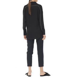 Sandro Hoxton Bird Embroidered Satin Shirt