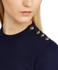 Ralph Lauren Collection Button Shoulder Silk Knit Top