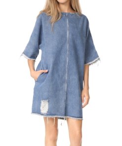 Robert Rodriguez Frayed Patch Denim Dress