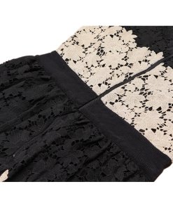 Alice + Olivia Noel Crewneck Short-Sleeve Lace Gown