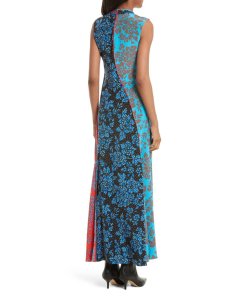 Diane von Furstenberg Sleeveless Paneled Floral Silk Maxi Dress  evaChic