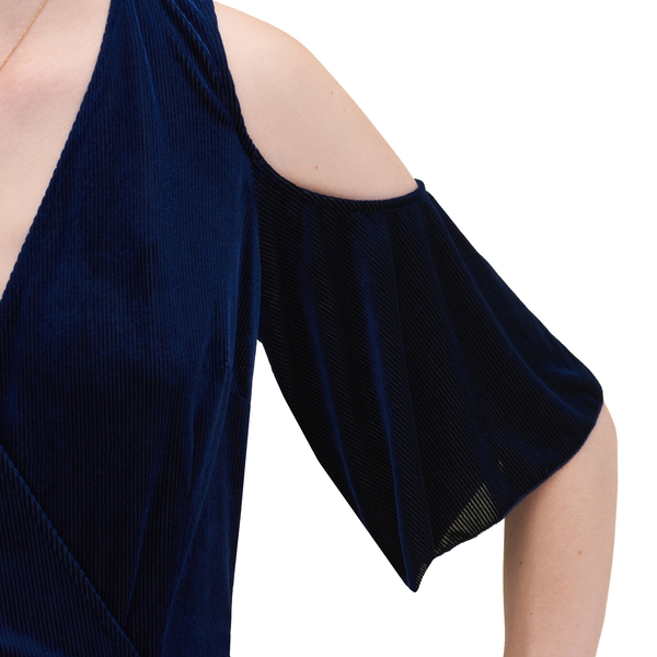 Maje Ragui Cold-Shoulder Pleated Velvet Dress