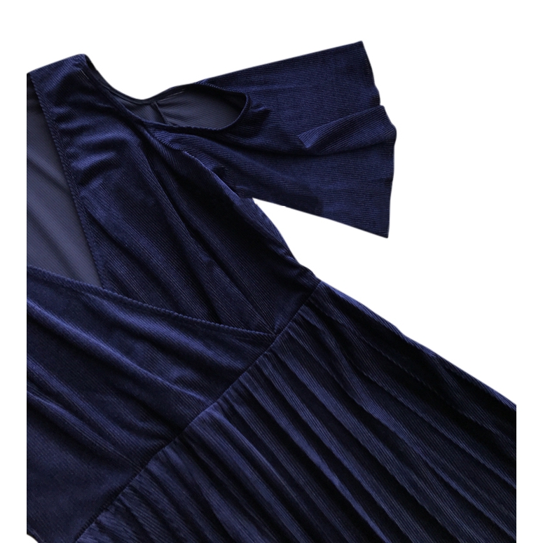 Maje Ragui Cold-Shoulder Pleated Velvet Dress