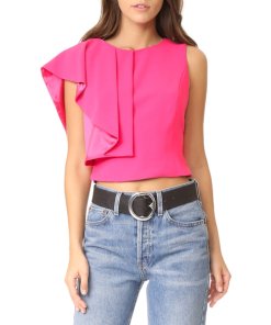 Alice + Olivia Marin Side Ruffle Crop Top
