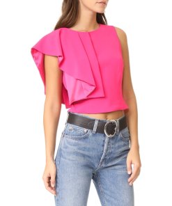 Alice + Olivia Marin Side Ruffle Crop Top