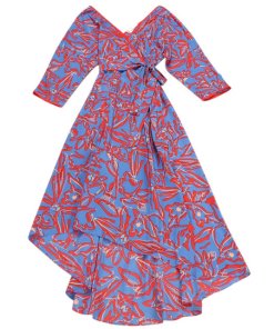 Diane von Furstenberg Floral Long Sleeve Asymmetric Hem Dress